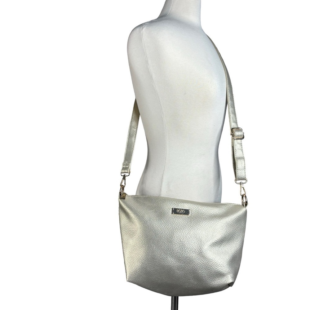 BCBG Metallic Gold Crossbody Medium Size Shoulder Bag Adjustable Strap NEW